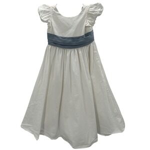 AZAZIE White Tulle Flower Girl Dress Princess Gown Bow‎ Satin Sash Size 5